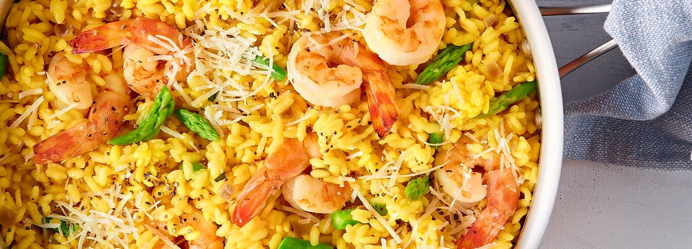 Saffron Shrimp Asparagus Risotto