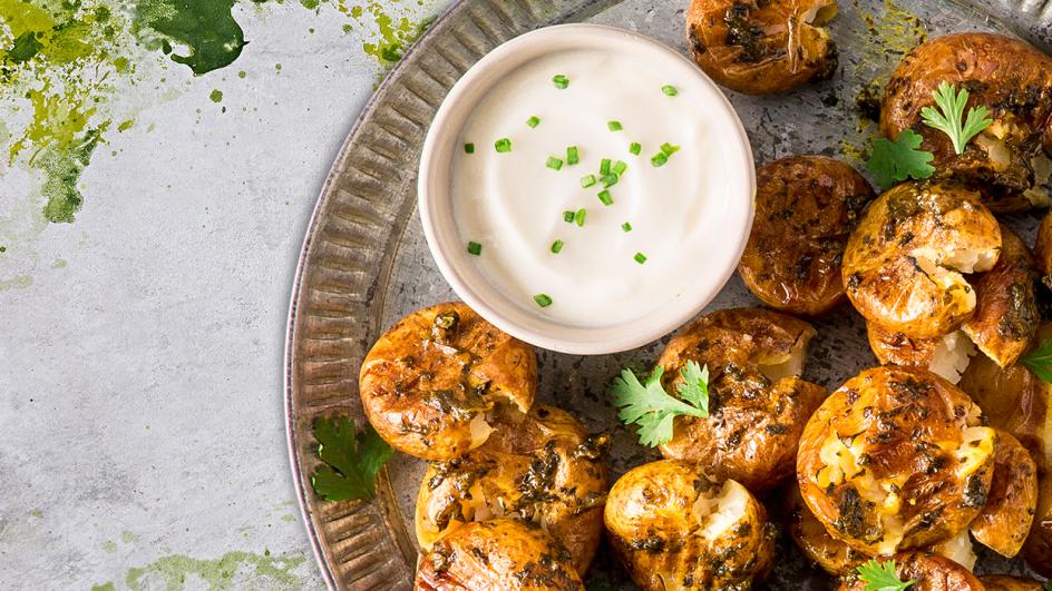 Coriander & Garlic Roast Potatoes