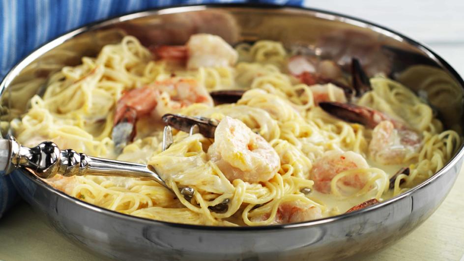 Angel Hair and Shrimp with Creamy Saffron Sauce