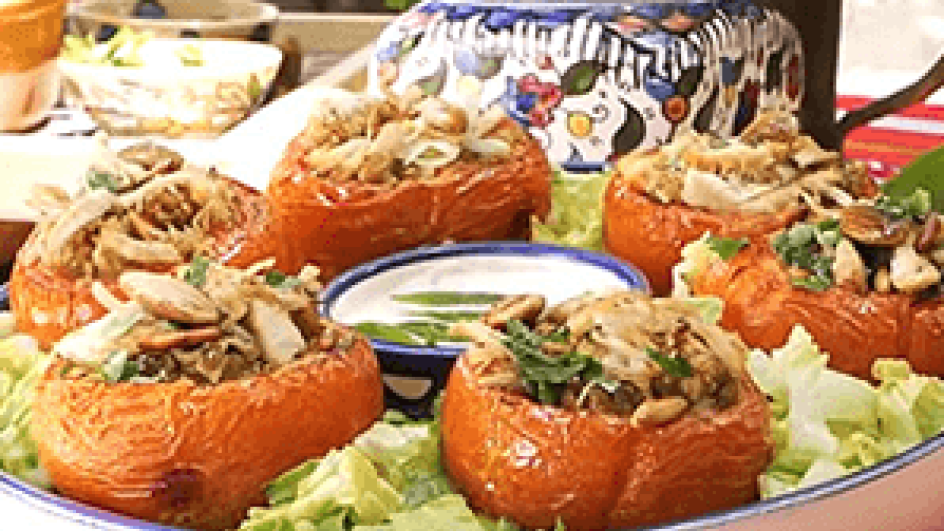 Stuffed Tomatoes with Chicken Freekeh