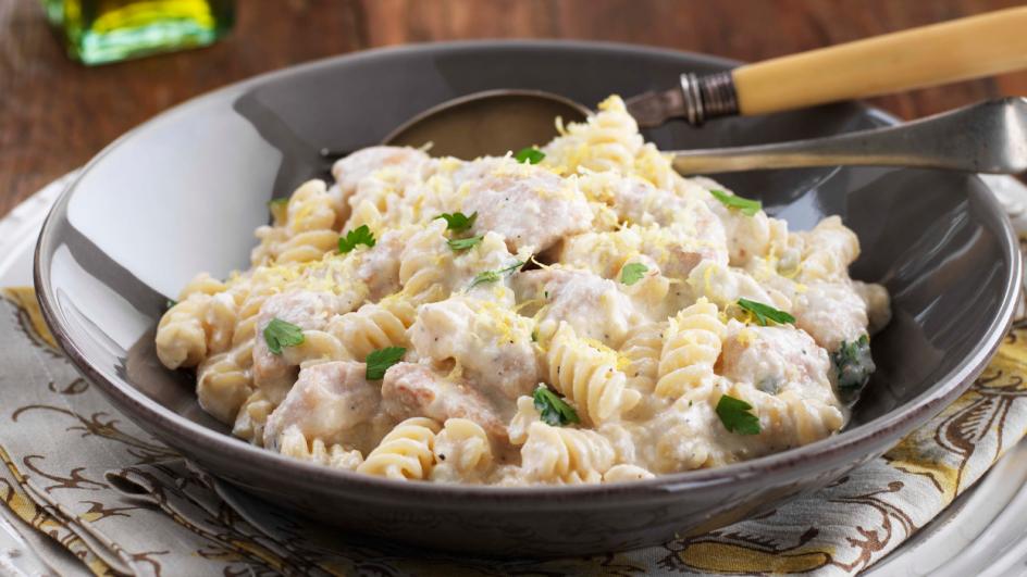 Lemon Pepper Chicken with Creamy Fusilli