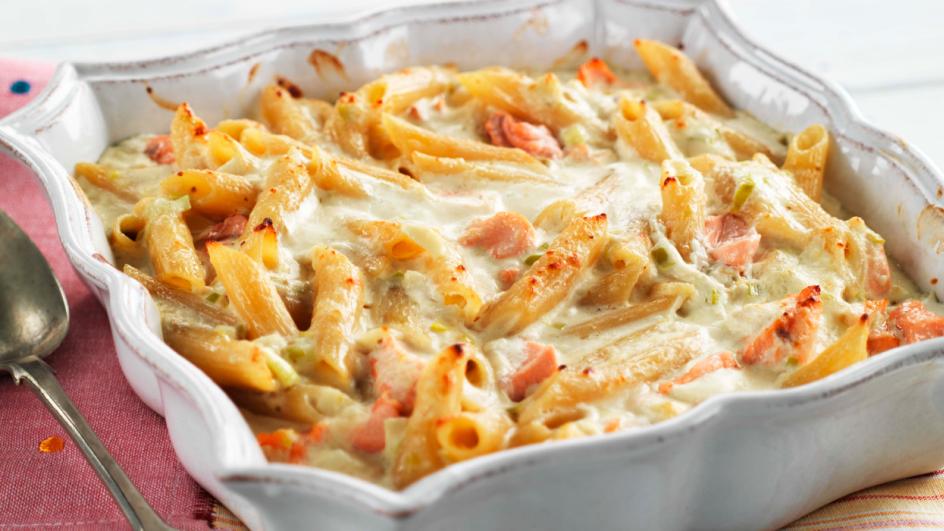 Penne with Salmon Au Gratin