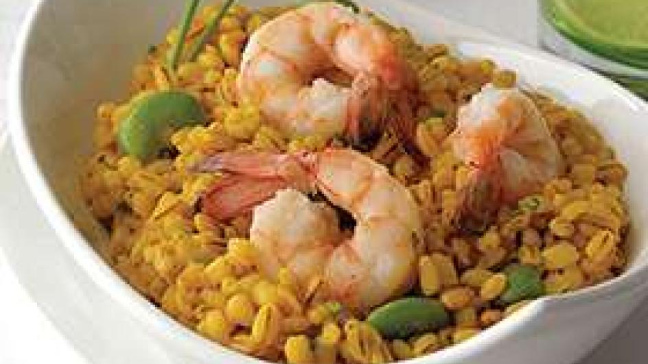 Saffron Shellfish with White Barley - media description