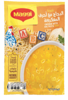 شوربة الدجاج مع أحرف المعكرونة