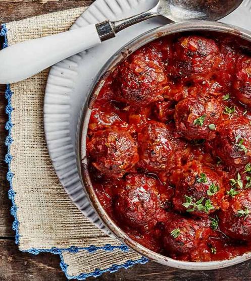 Smoked Eggplant Meatballs in Tomato Sauce
