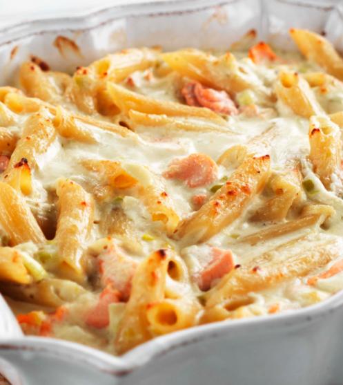 Penne-with-Salmon-au-Gratin