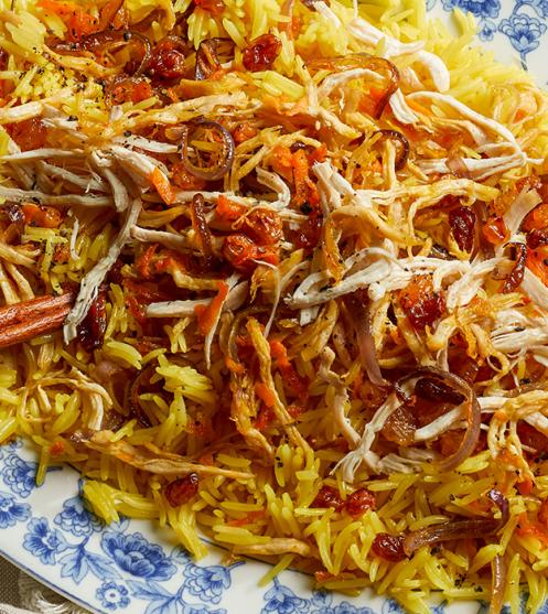 أرز بالزعفران مع الدجاج