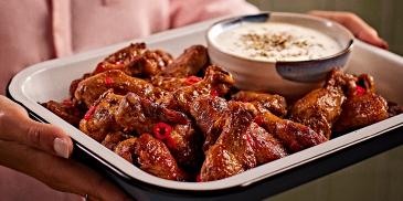 Glazed hot and spicy chicken wings