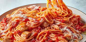 Chicken and spaghetti with Basilico sauce