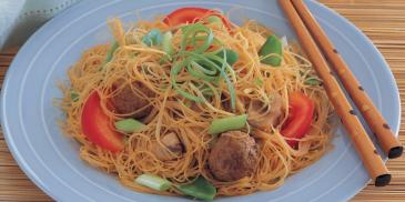 Rice Noodles with Lamb Meat Balls
