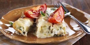 Spinach Cannelloni with Feta Cheese and Roasted Tomatoes