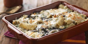 Baked Rigatoni with Spinach & Mushrooms