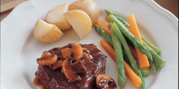 Beef Steak with Mushroom and Herbs Sauce