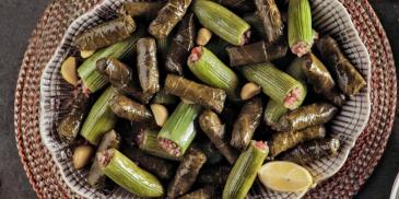 Stuffed zucchini and vine leaves